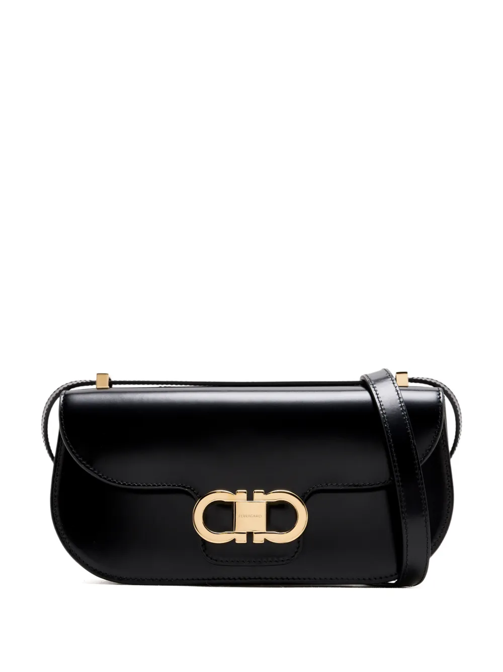 Ferragamo gold-tone logo shoulder bag - Nero