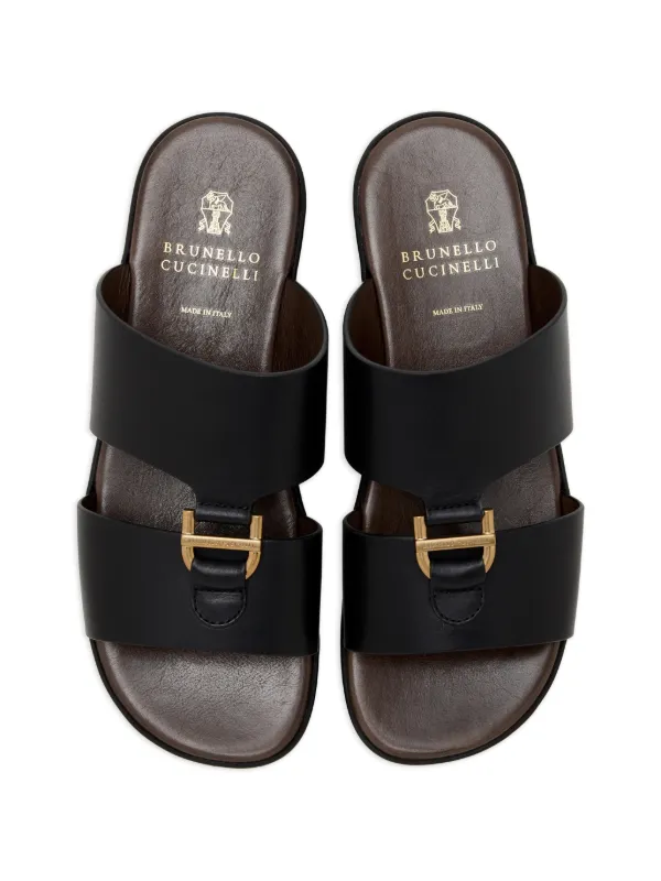 Brunello Cucinelli バックル レザーサンダル | ブラック | FARFETCH JP