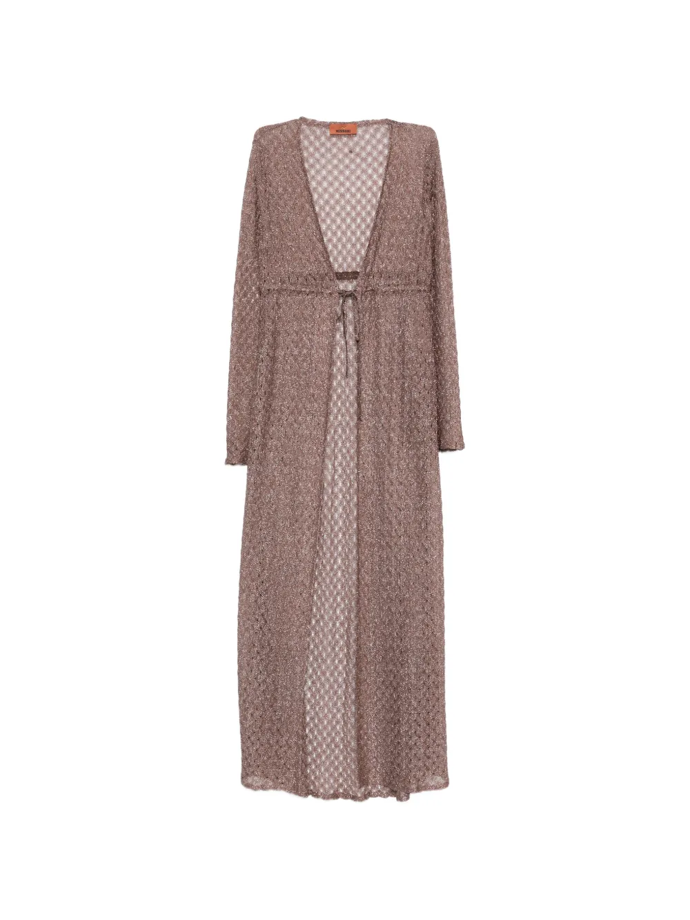 Missoni tie-waist textured cover up coat - Marrone