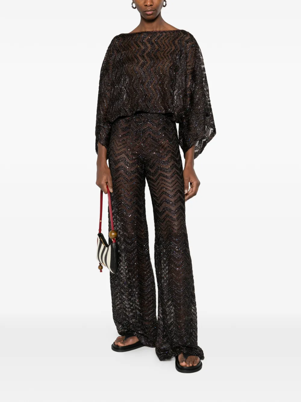 Missoni Broek met chevron-streep Bruin