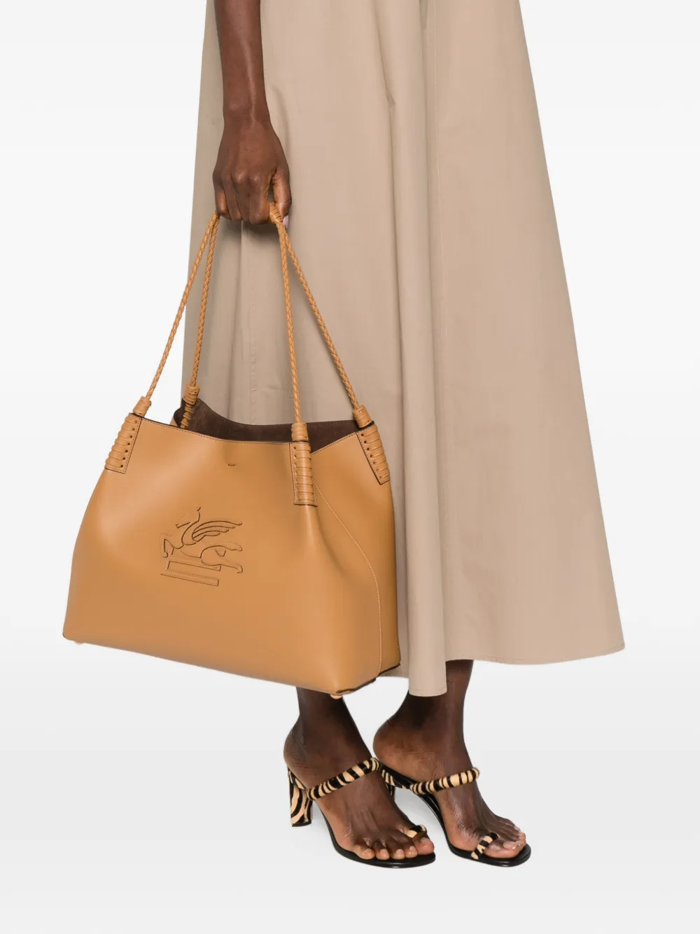 ETRO Schoudertas met gevlochten handgreep Beige
