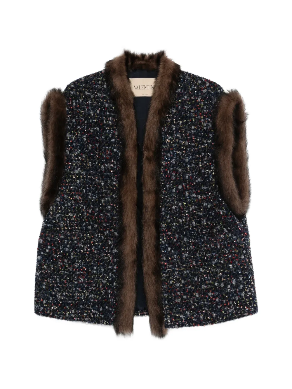 Valentino Garavani fur-trim gilet - Blue