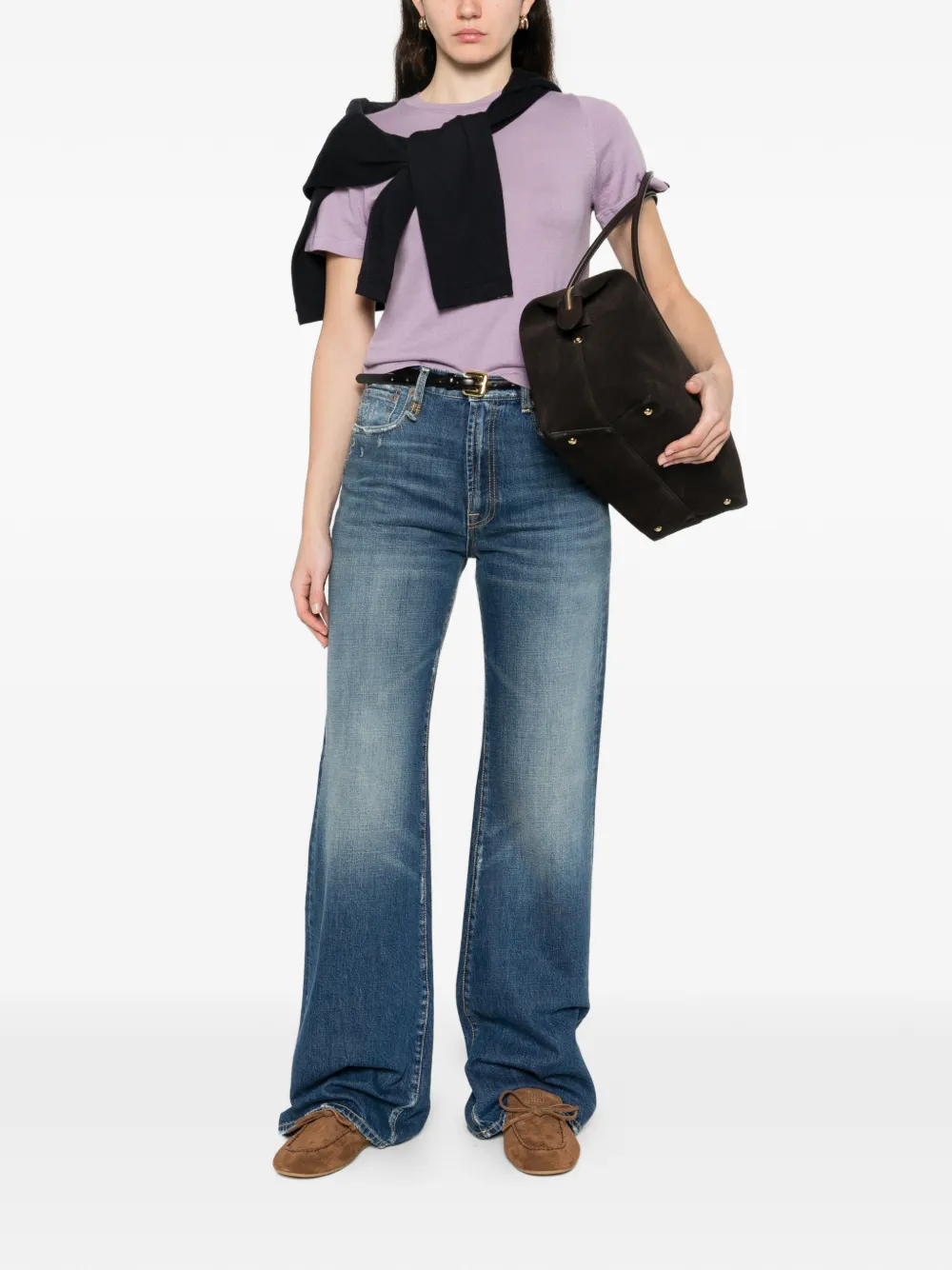 extreme cashmere Tina T-shirt met ronde hals Paars