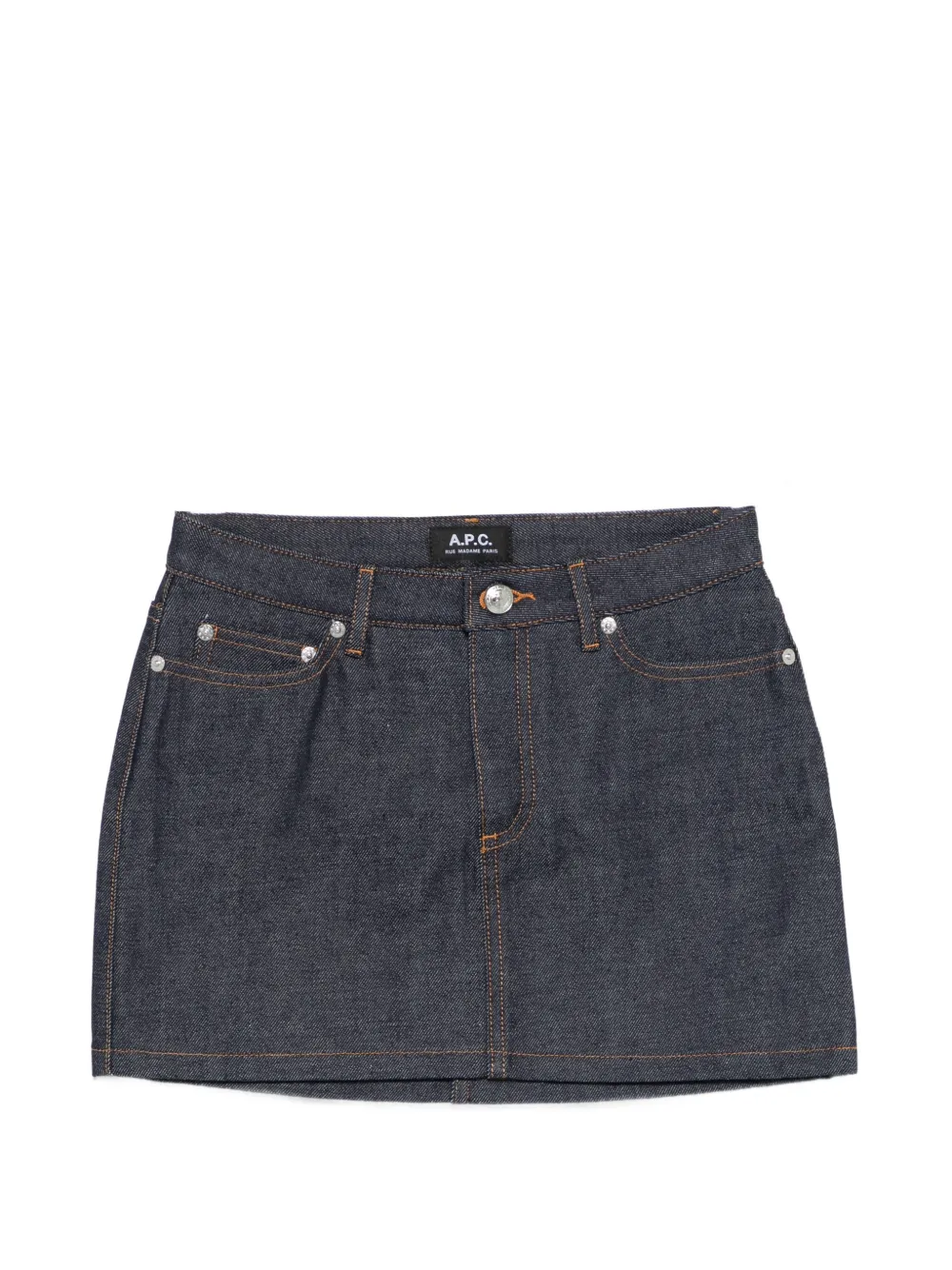 A.P.C. contrast-stitching mini skirt - Blu