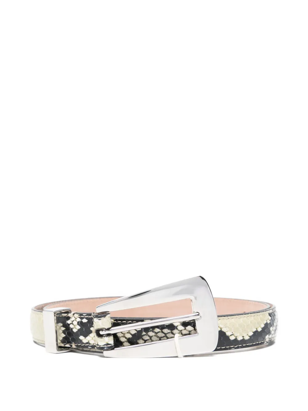 KHAITE Lucca snakeskin-print buckle belt - Nero