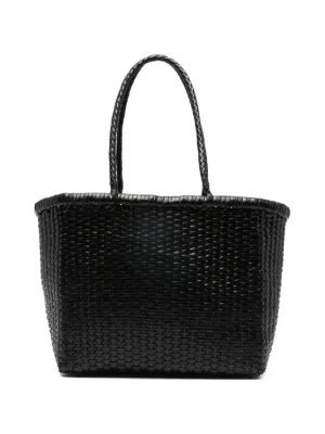 DRAGON DIFFUSION Small Triple Jump Woven Leather Tote Bag | Black