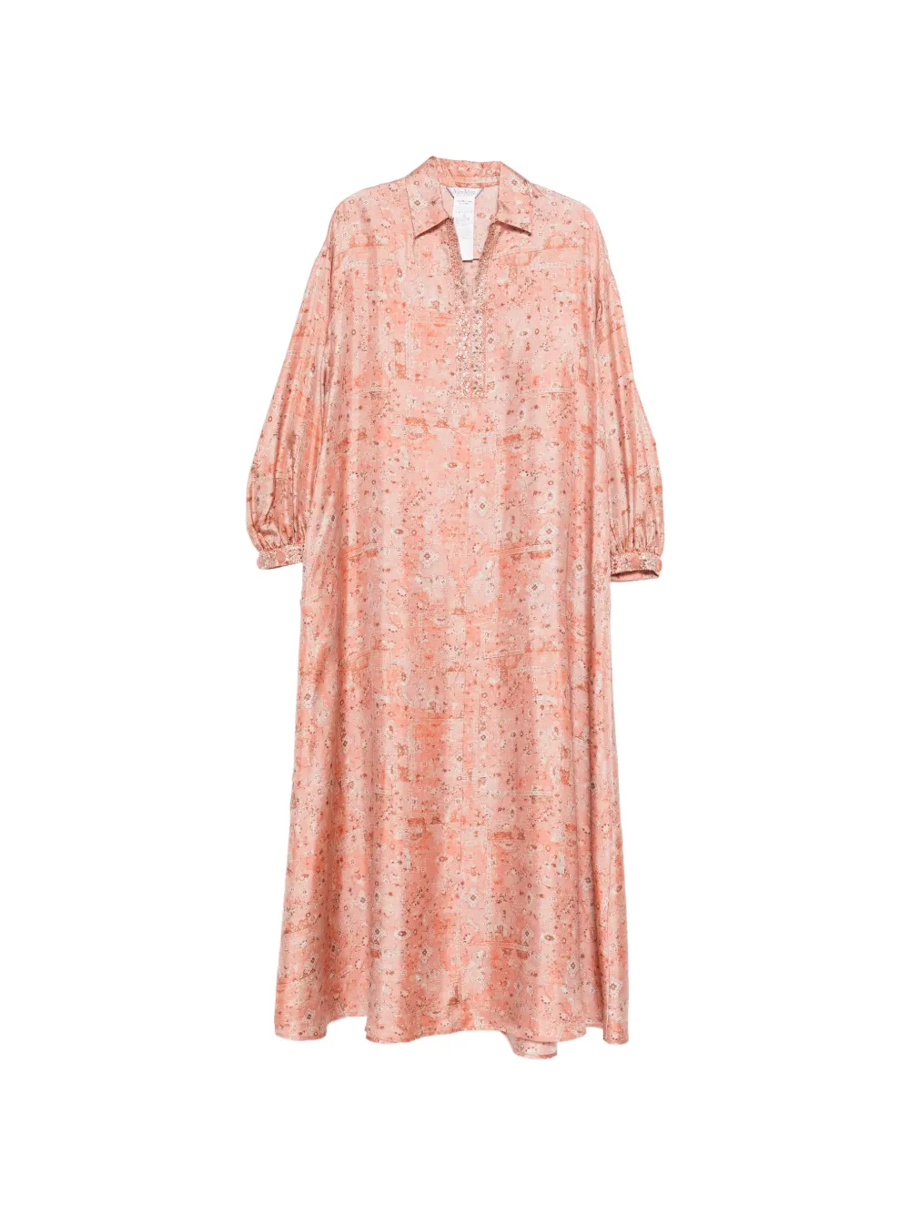 Max Mara Embelished-collar Printed Dress In Pink