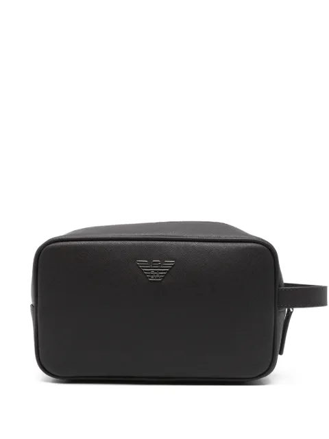 Emporio Armani neceser con placa del logo y cierre