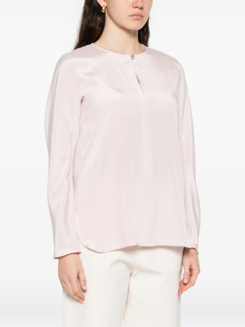 Max Mara Mxpmitico blouse met keyhole detail Roze