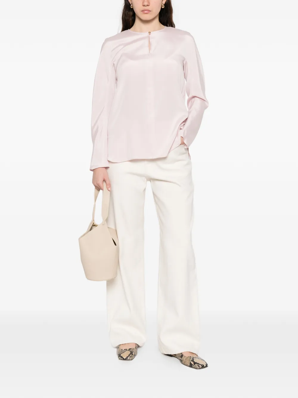 Max Mara Mxpmitico blouse met keyhole detail Roze