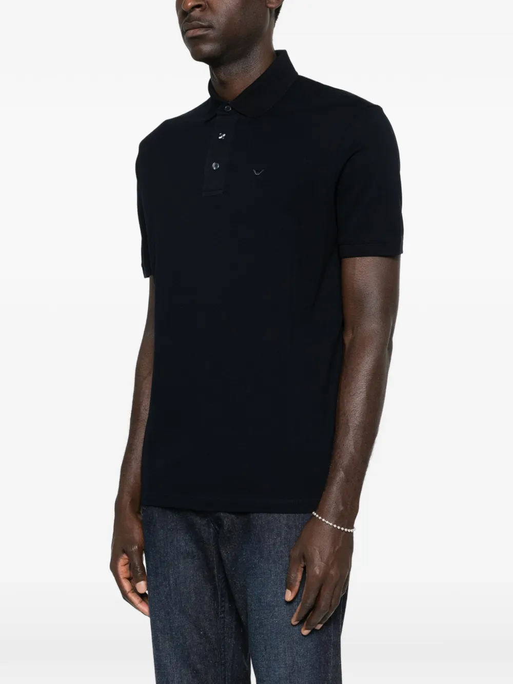 Emporio Armani Poloshirt met logoplakkaat en korte mouwen Zwart