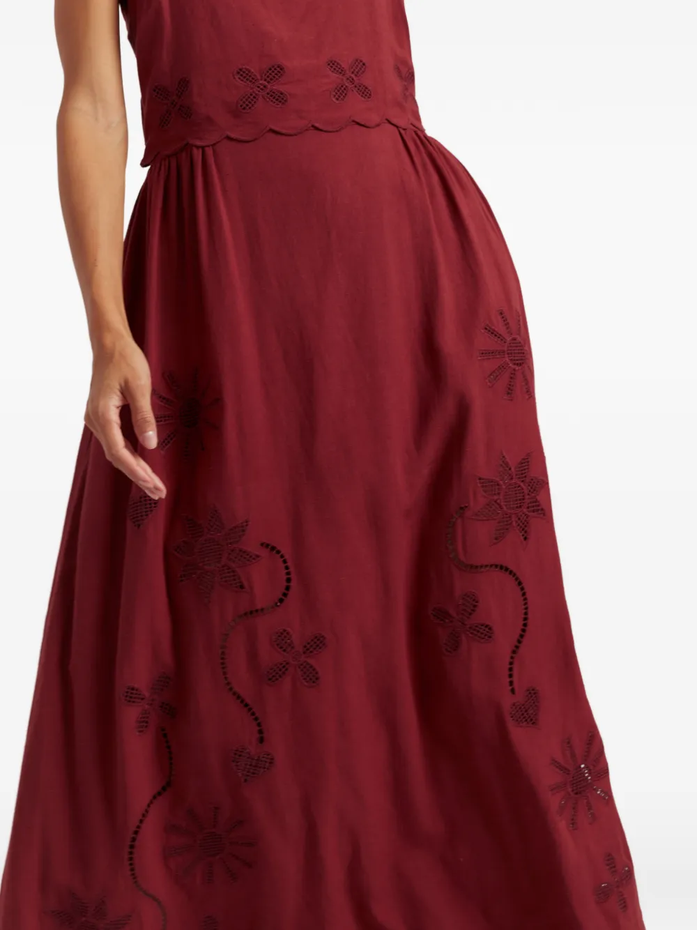 Chinti & Parker Broderie midi-jurk Rood