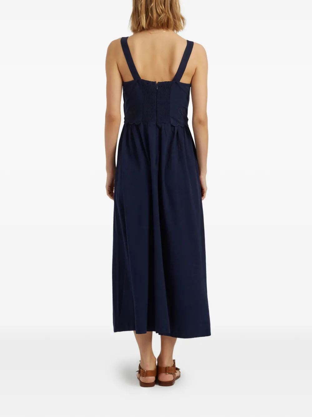 Chinti & Parker Midi-jurk met broderie bloemen Blauw
