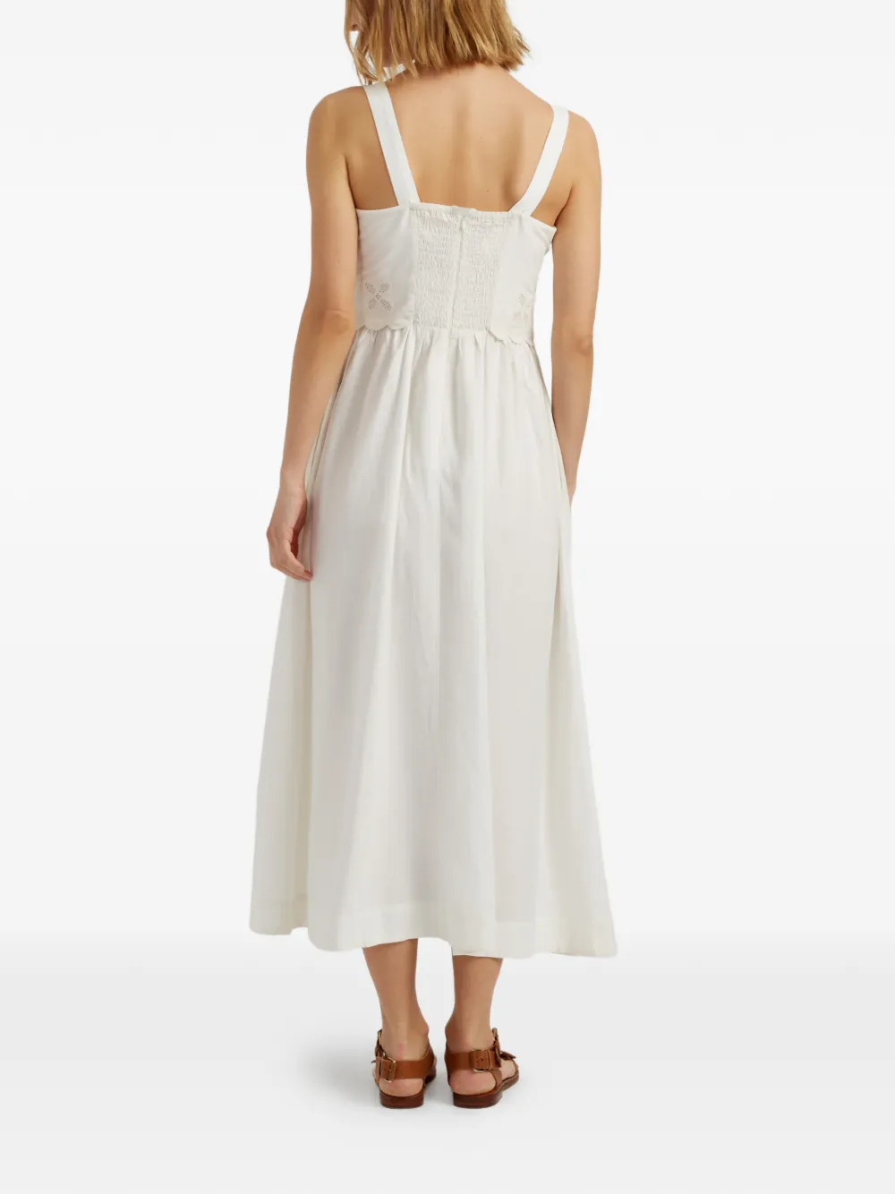 Chinti & Parker Broderie midi-jurk Wit