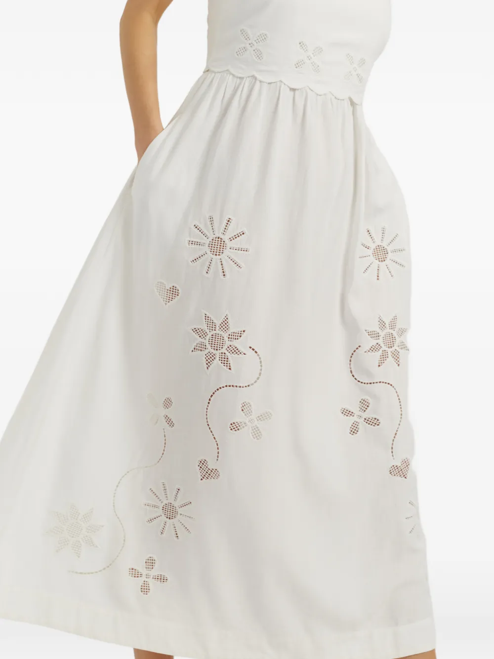 Chinti & Parker Broderie midi-jurk Wit