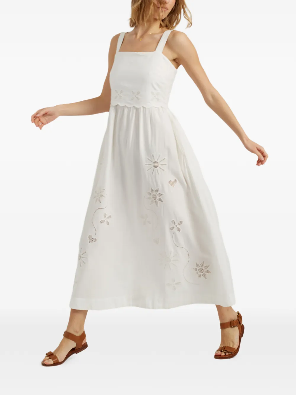 Chinti & Parker Broderie midi-jurk Wit