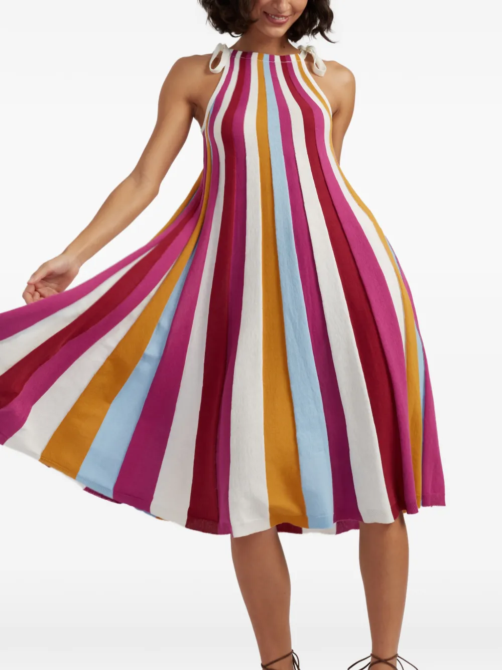 Chinti & Parker Gestreepte midi-jurk met bandjes Wit