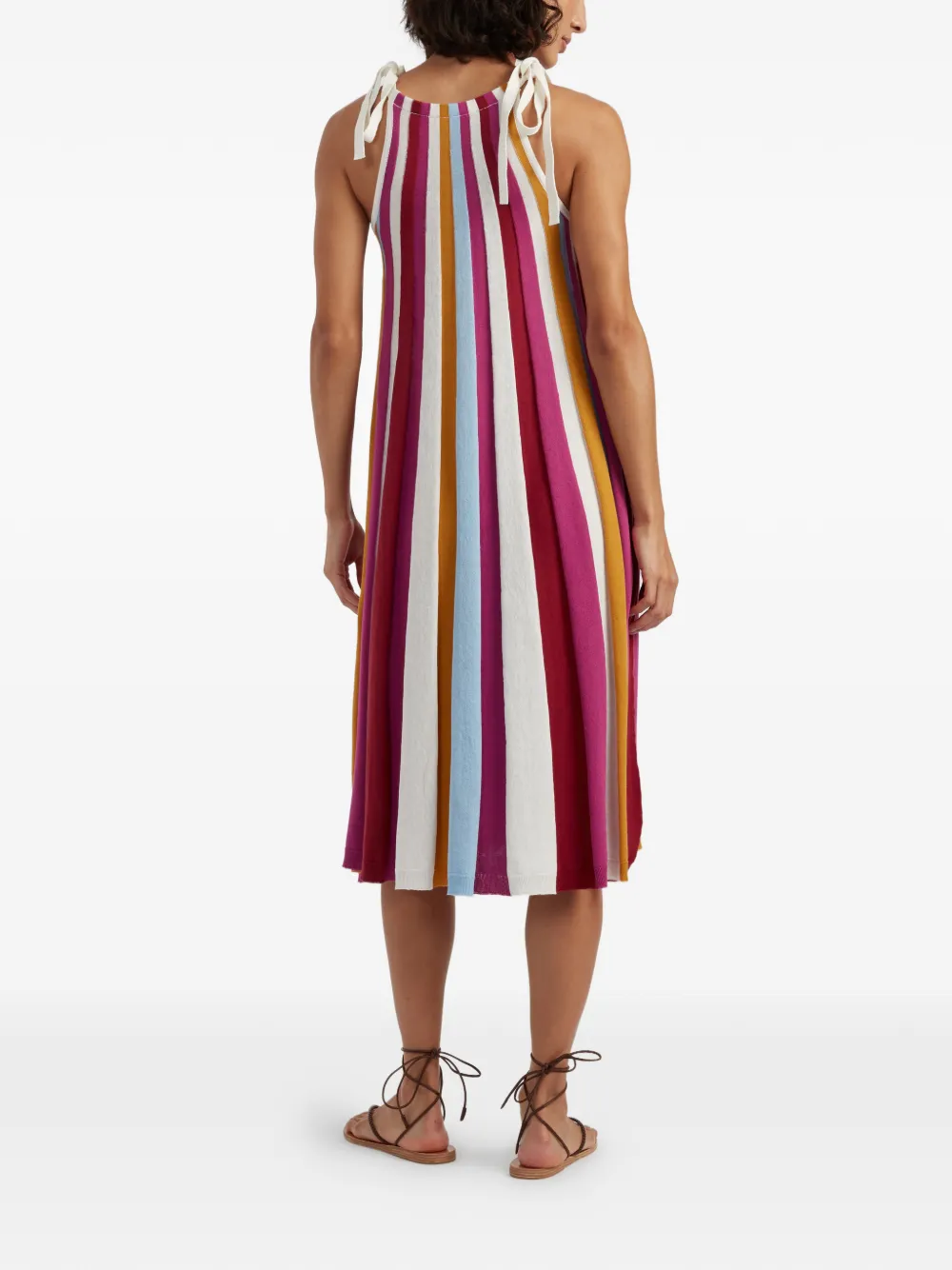 Chinti & Parker Gestreepte midi-jurk met bandjes Wit