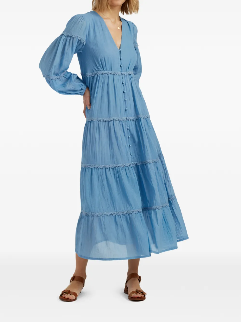 Chinti & Parker Midi-jurk met V-hals Blauw