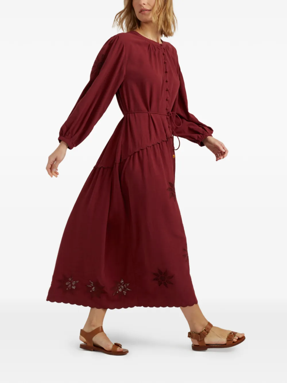 Chinti & Parker Broderie midi-jurk Rood