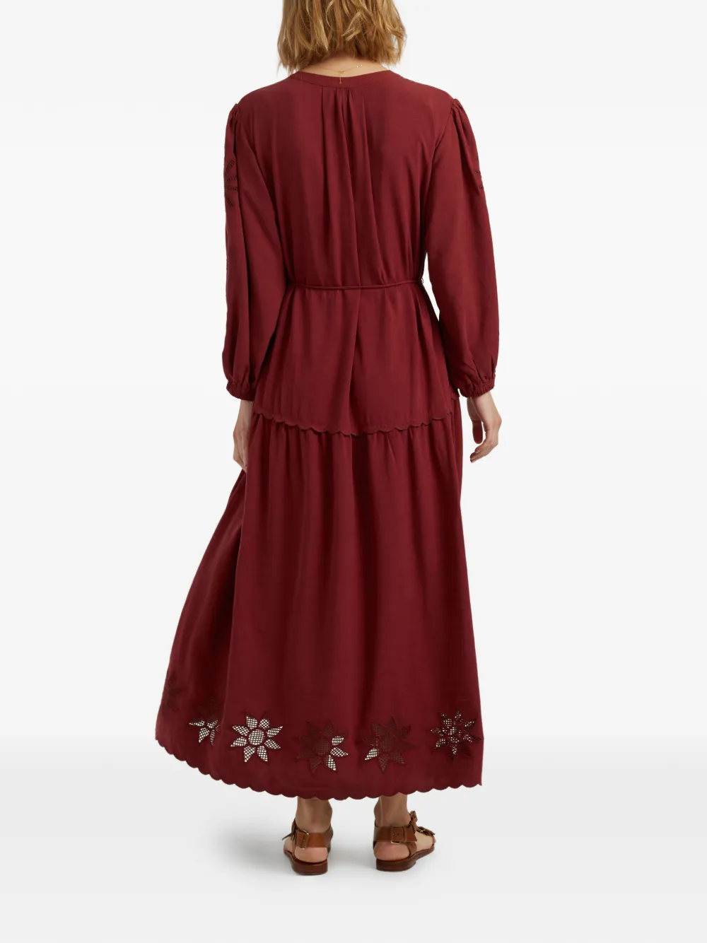 Chinti & Parker Broderie midi-jurk Rood