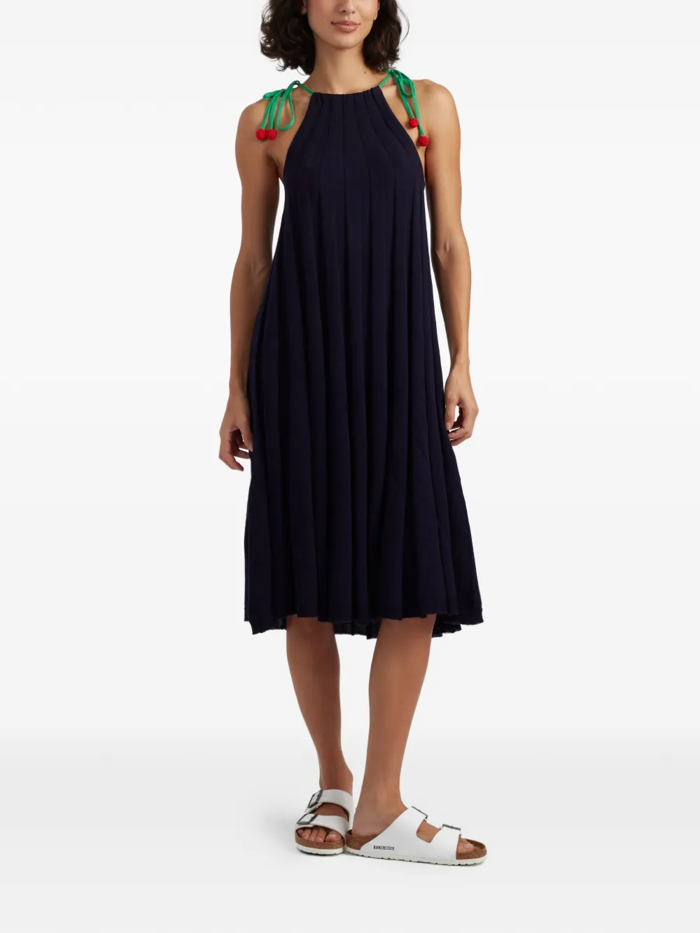 Chinti & Parker Midi-jurk met bandjes en kersen Blauw