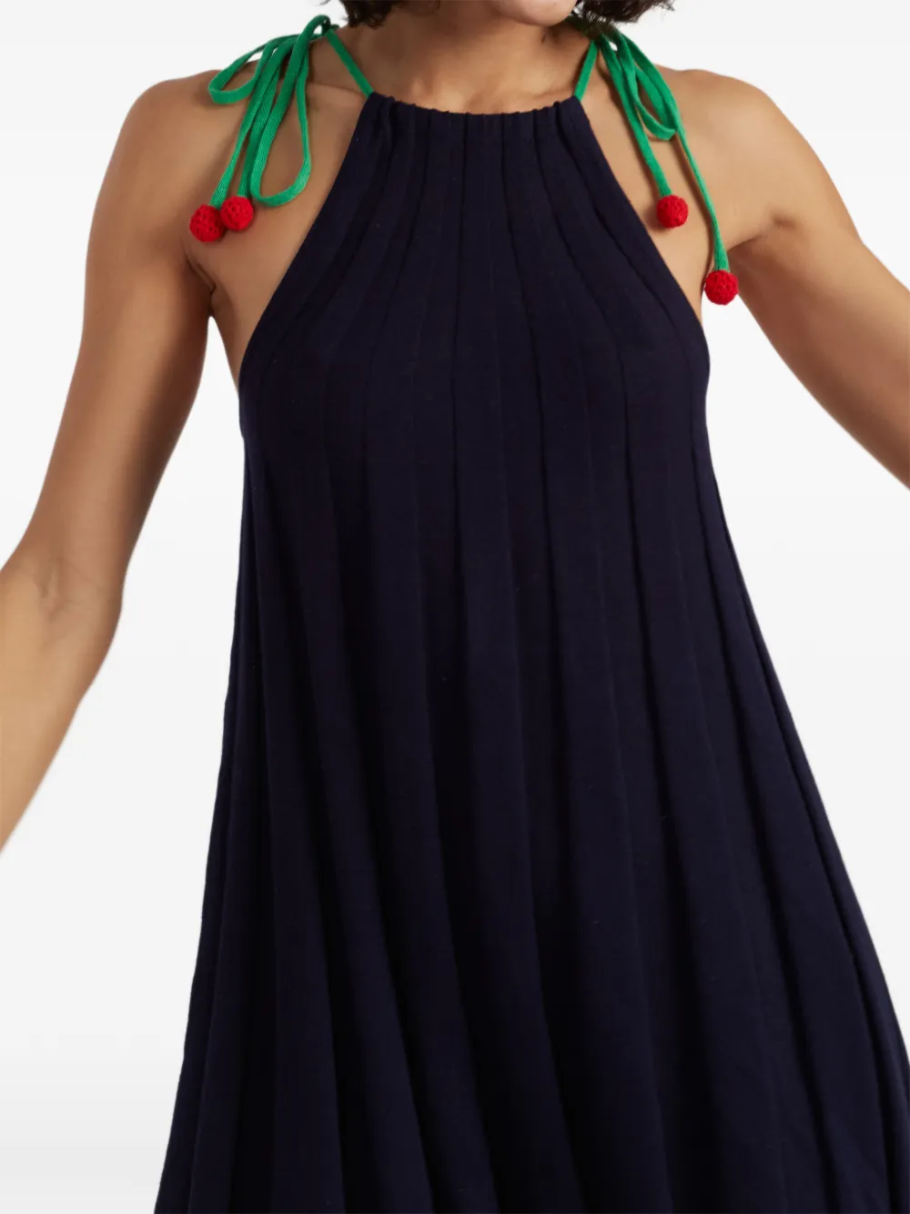 Chinti & Parker Midi-jurk met bandjes en kersen Blauw