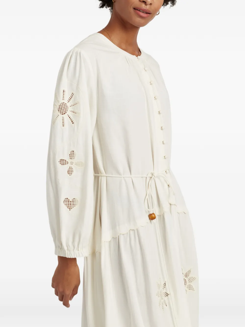 Chinti & Parker Broderie midi-jurk Beige