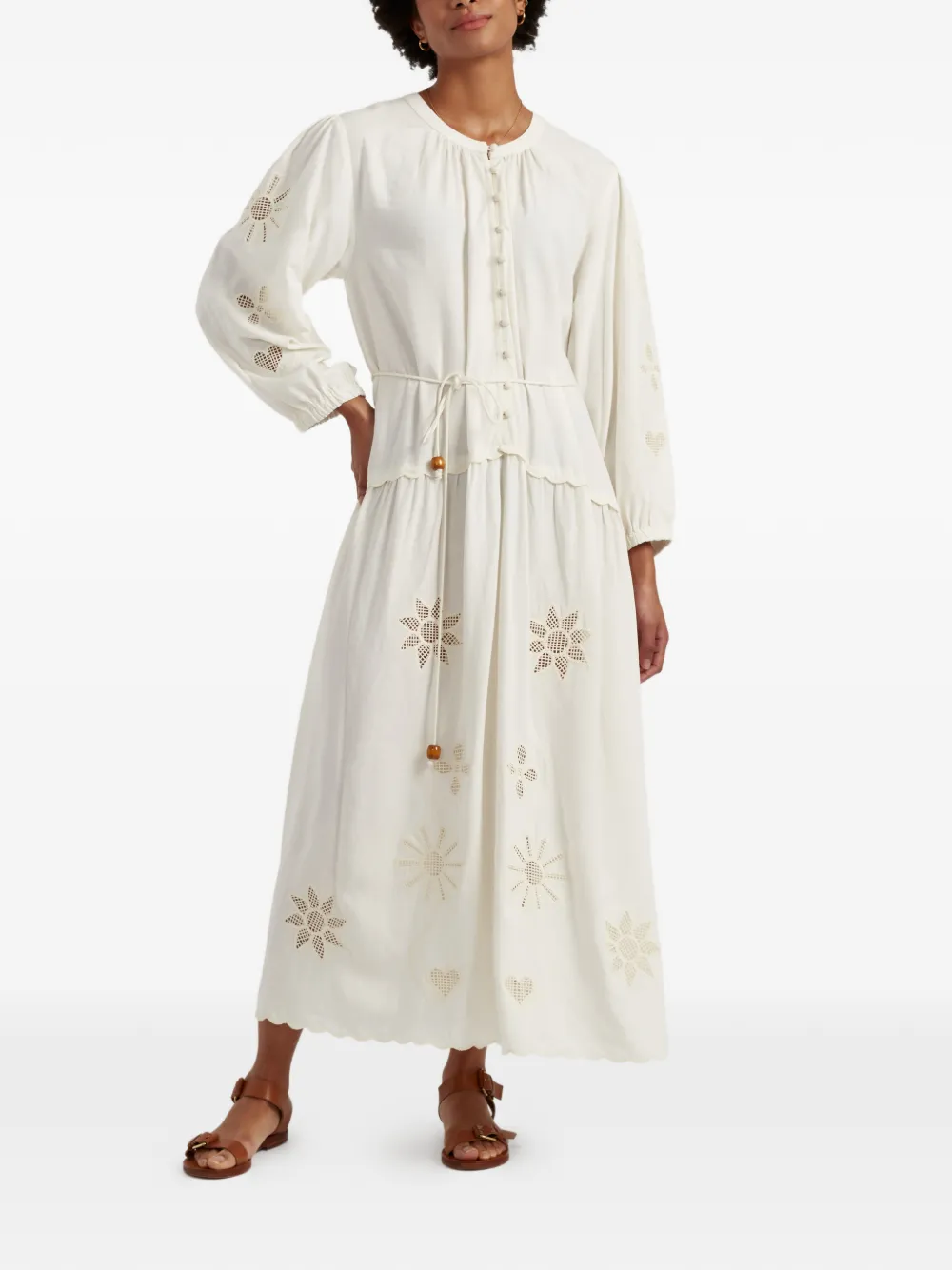 Chinti & Parker Broderie midi-jurk Beige