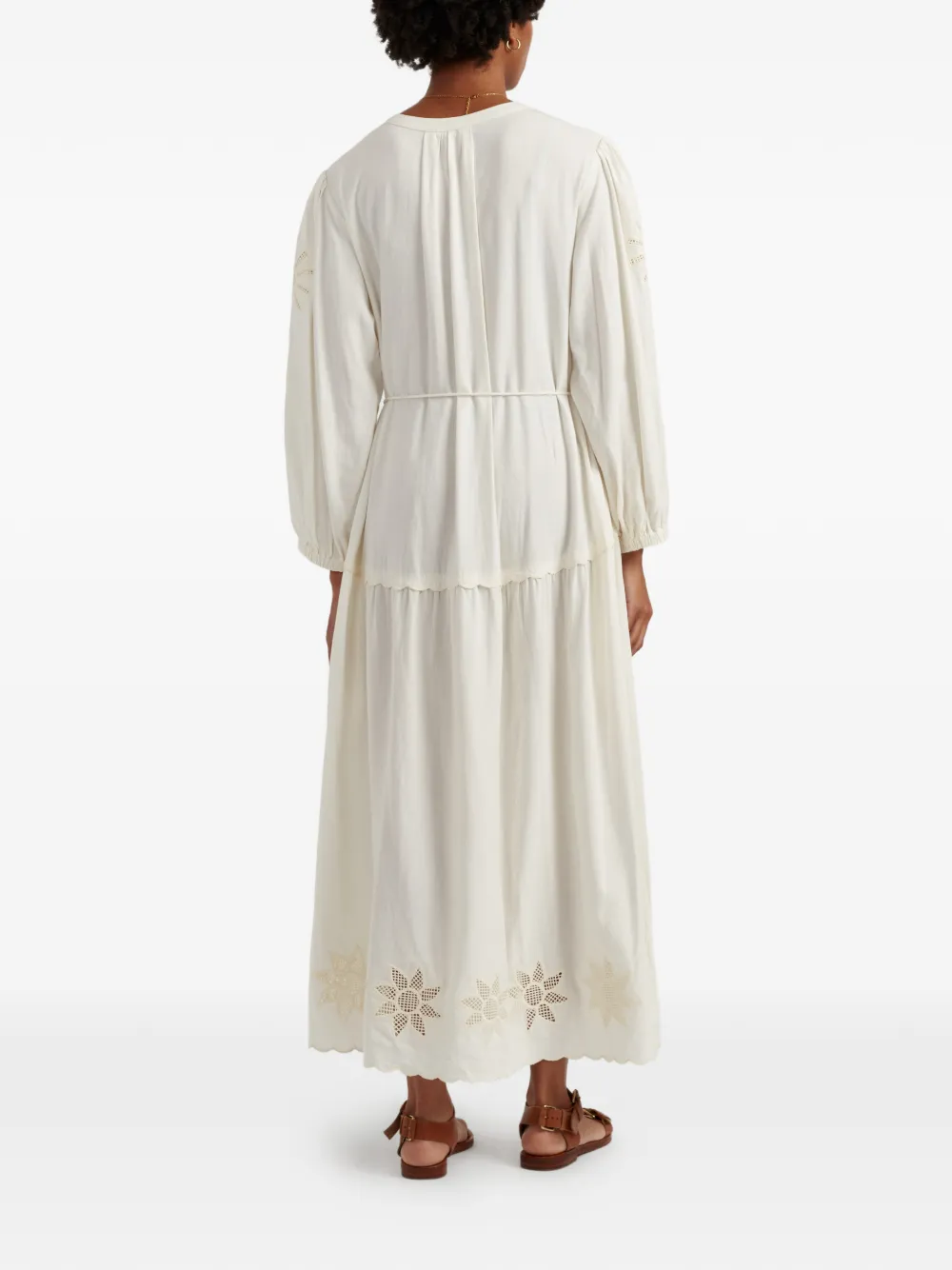 Chinti & Parker Broderie midi-jurk Beige