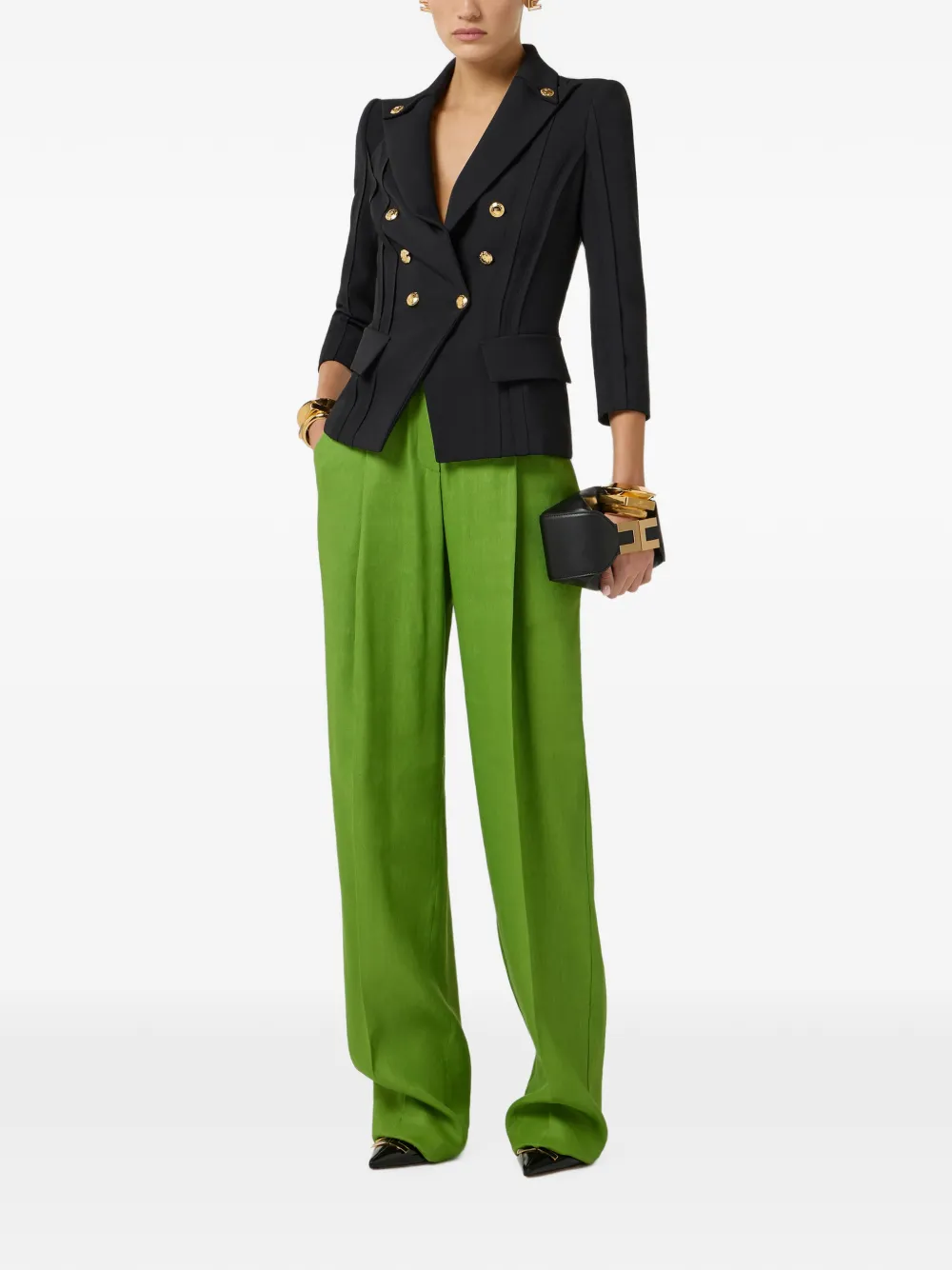 Elisabetta Franchi Jack met dubbele rij knopen Blauw