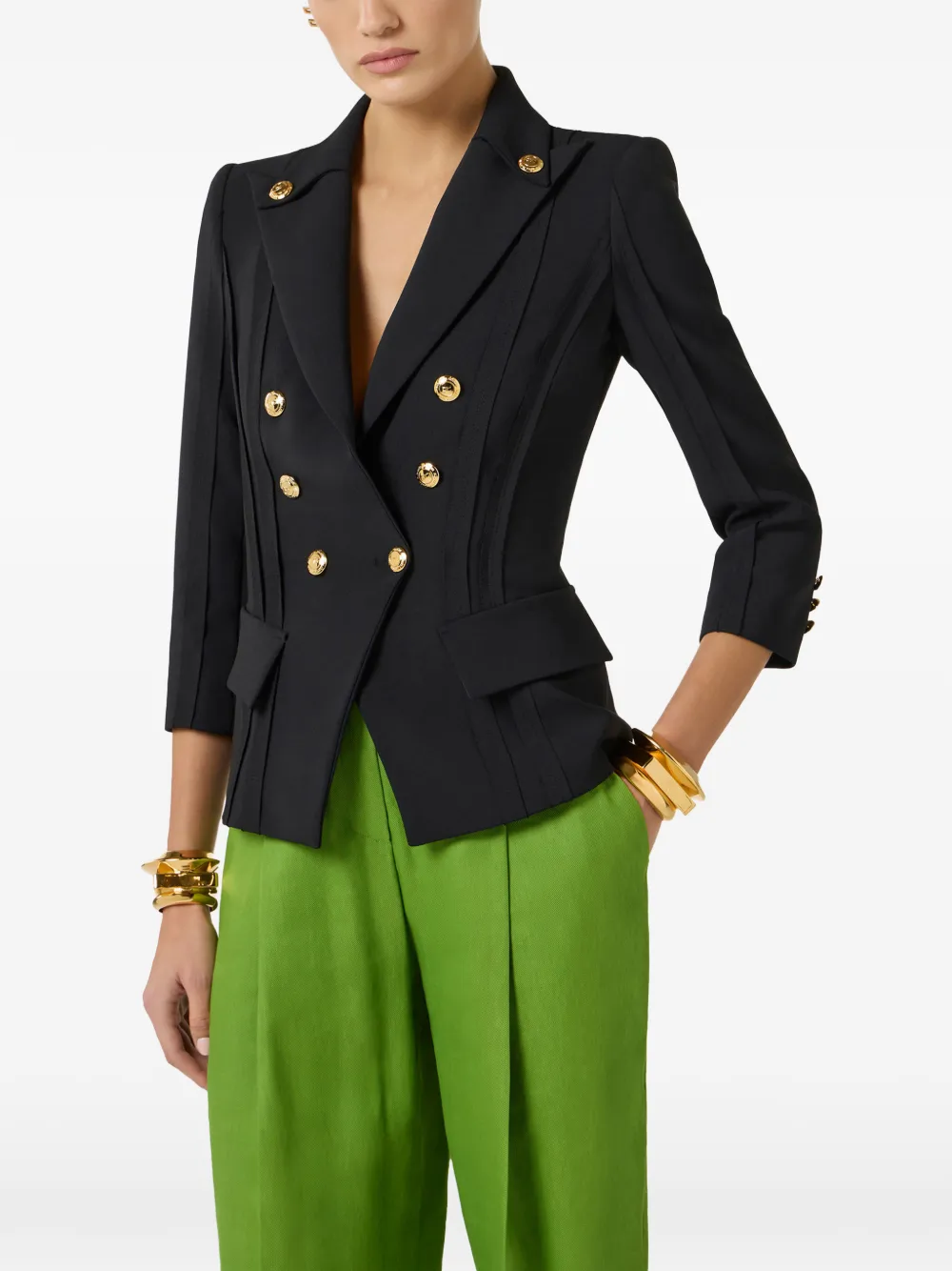 Elisabetta Franchi Jack met dubbele rij knopen Blauw