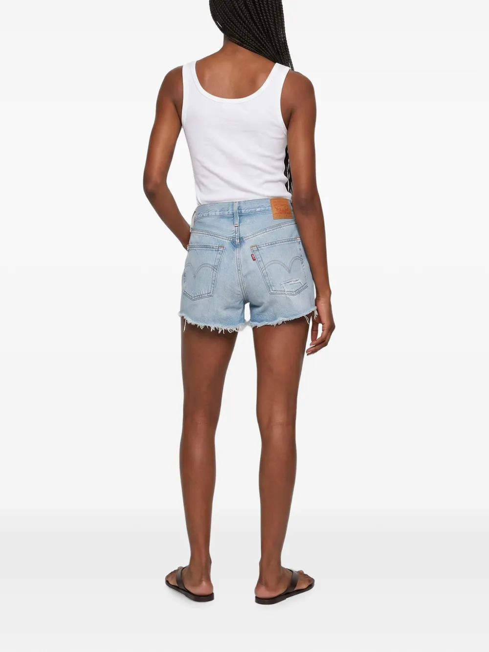 Levi's 501 Original gerafelde shorts met franje afwerking Blauw