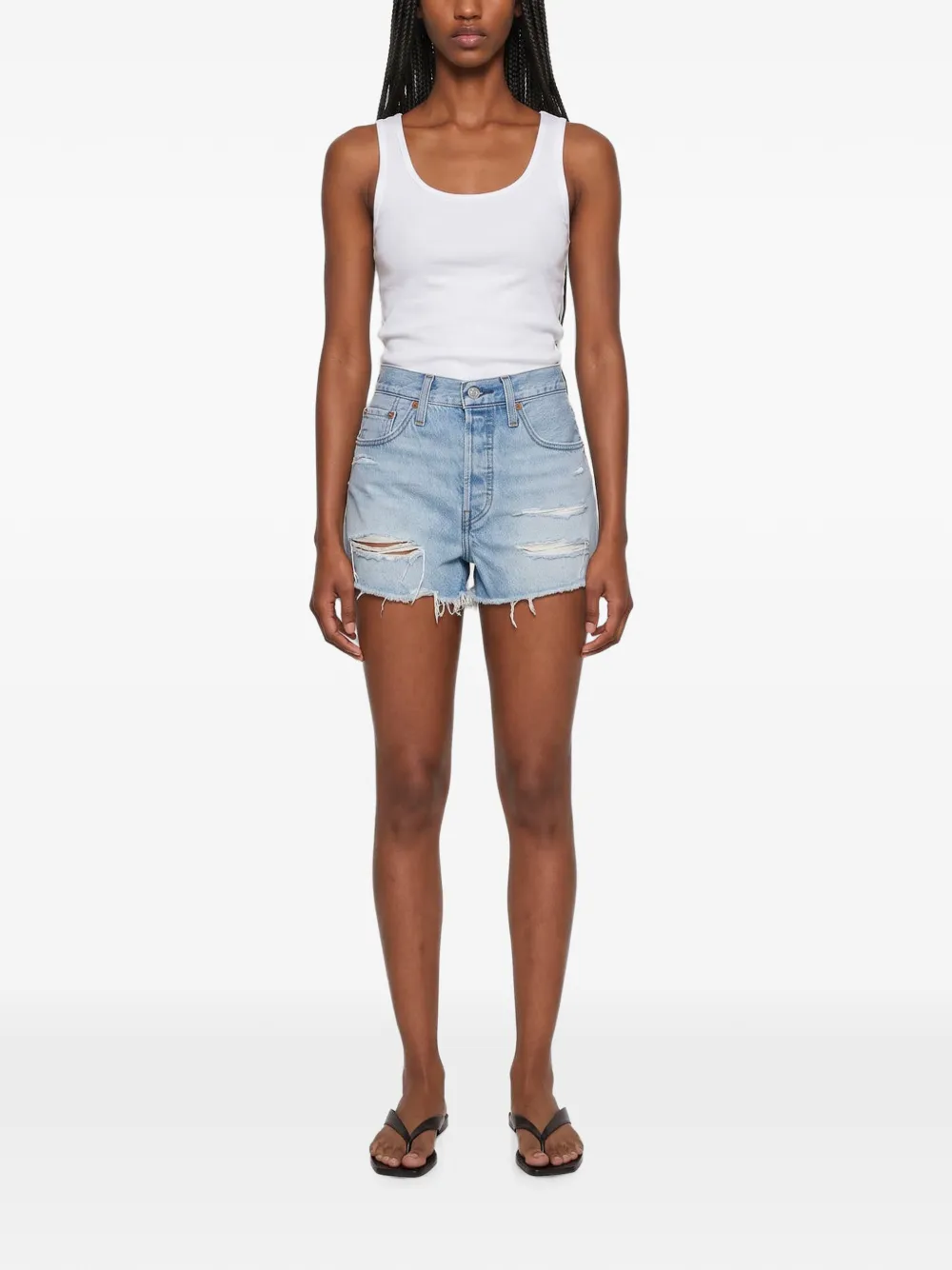 Levi's 501 Original gerafelde shorts met franje afwerking Blauw