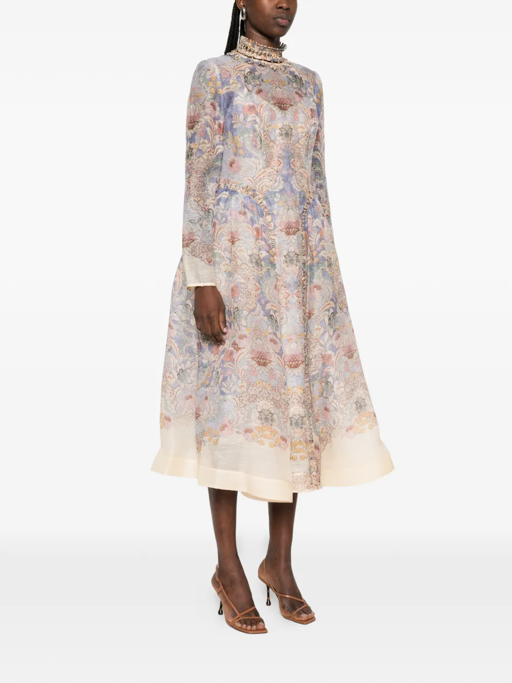 ZIMMERMANN Rebellion midi-jurk met bloemenprint Blauw