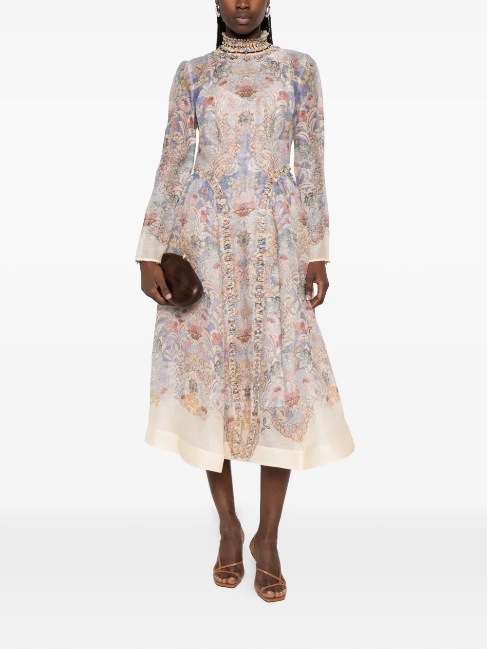 ZIMMERMANN Rebellion midi-jurk met bloemenprint Blauw