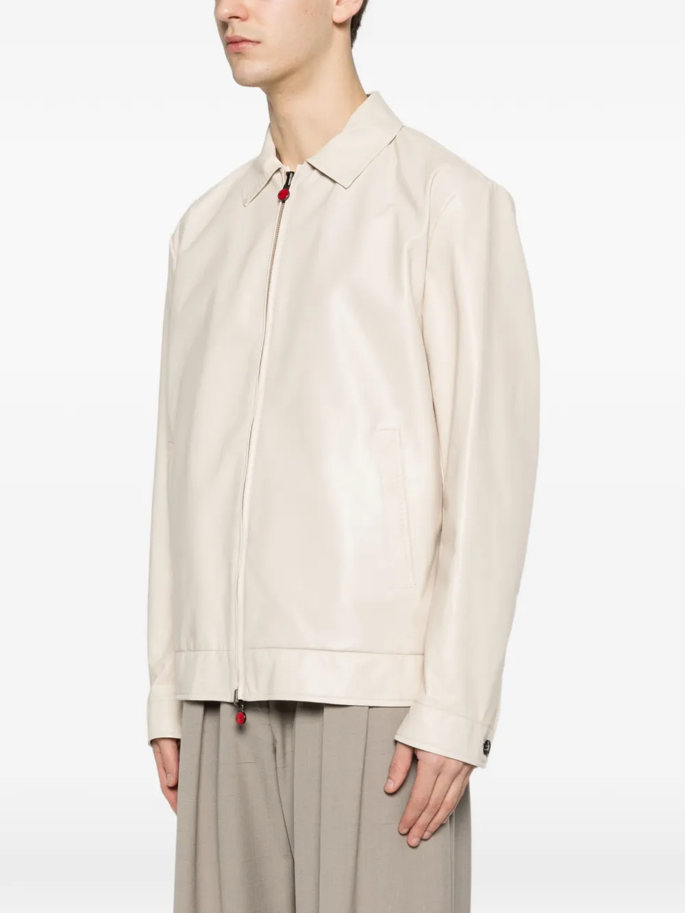 Kiton Omkeerbaar jack met ritssluiting en paspelzakken Beige