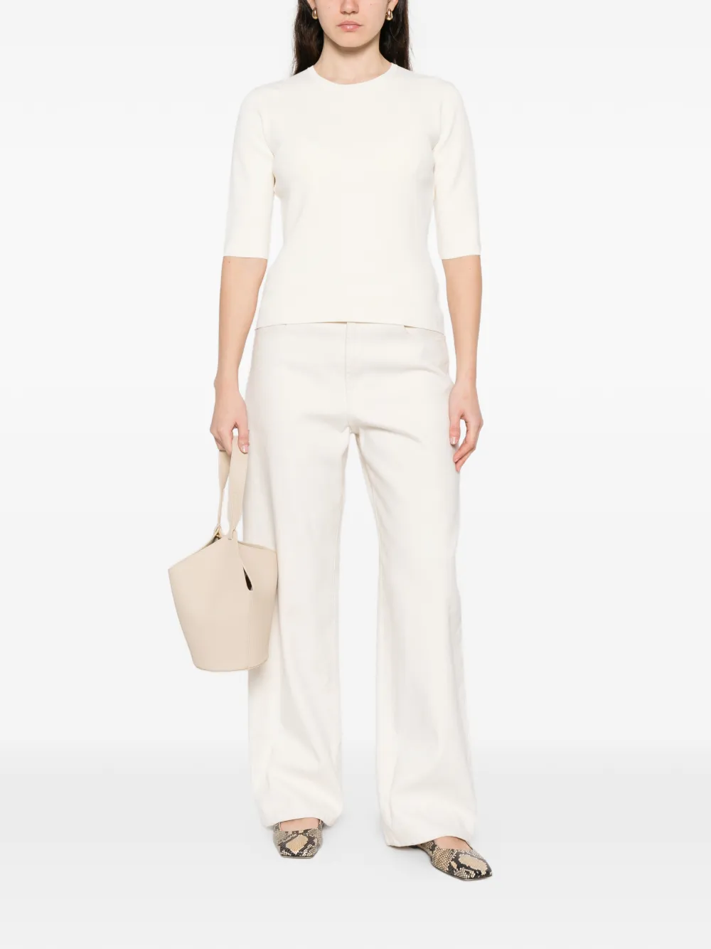 Max Mara T-shirt met cropped mouwen Beige
