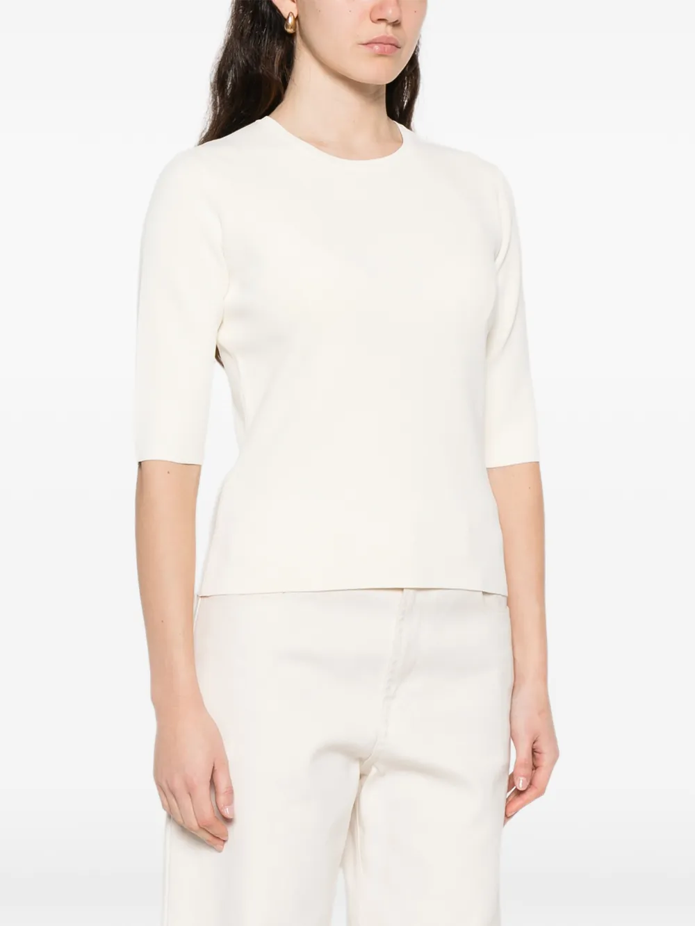 Max Mara T-shirt met cropped mouwen Beige