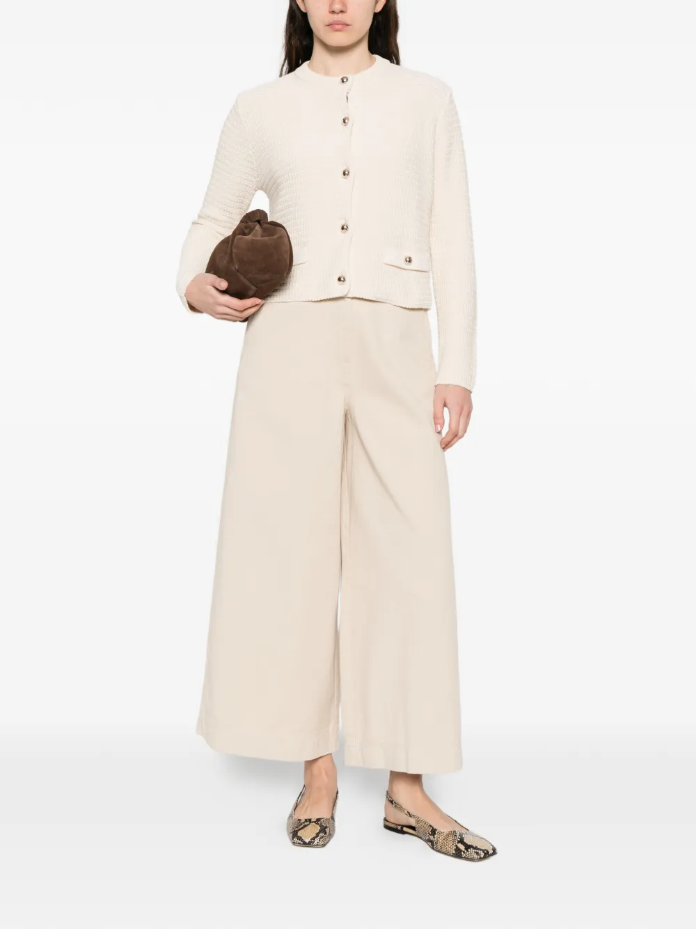 Front-Pocket Buttoned Cardigan