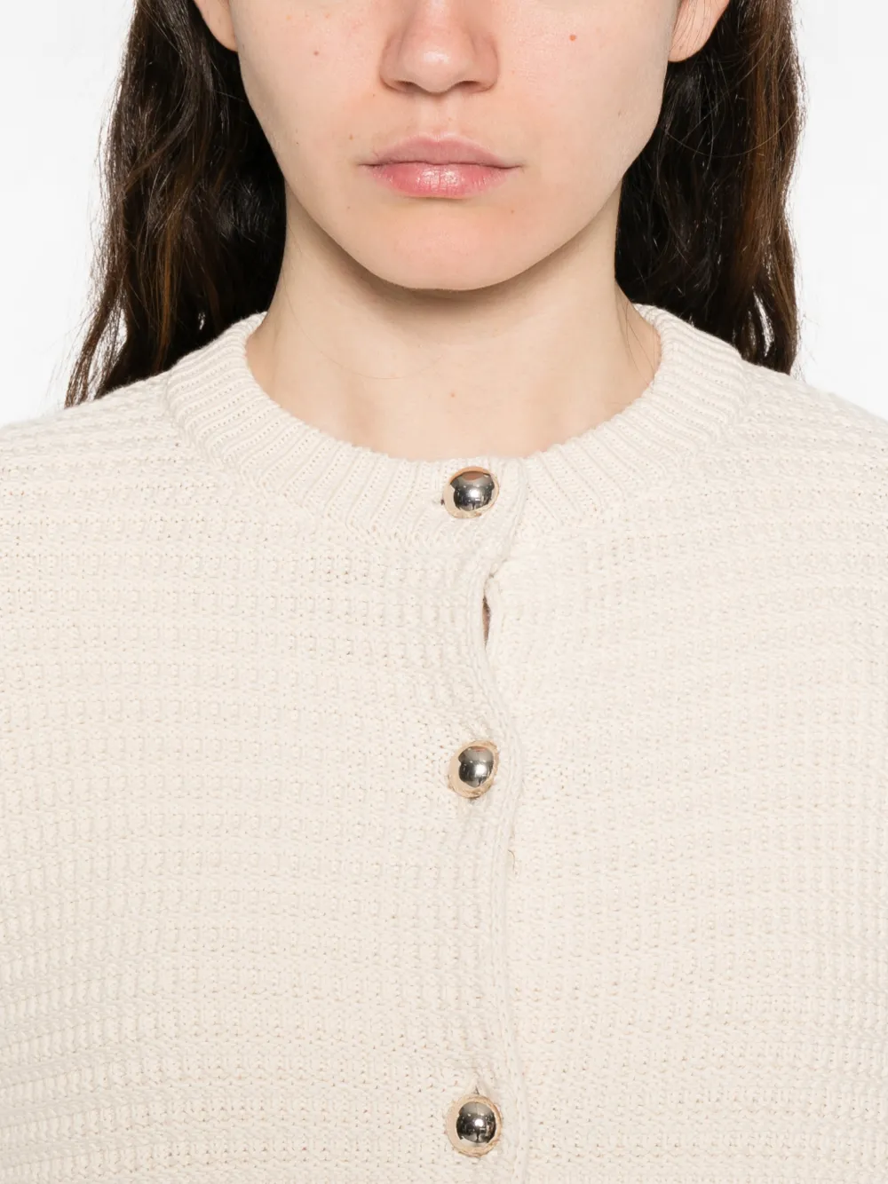 Front-Pocket Buttoned Cardigan