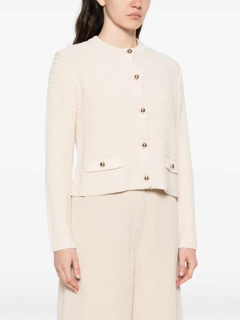 Front-Pocket Buttoned Cardigan