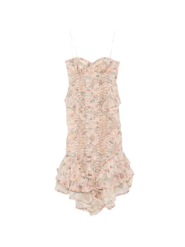 Zimmermann Rebellion Frayed Midi Dress in Neutrals