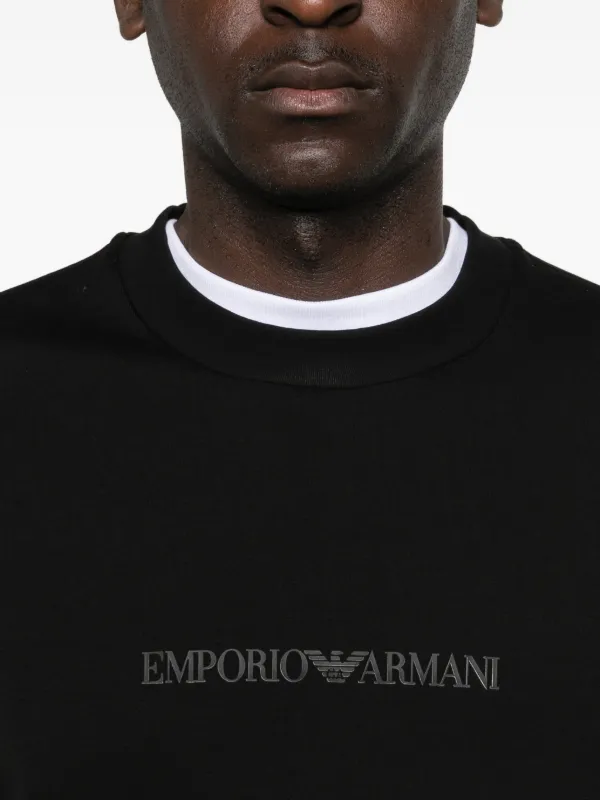 Emporio Armani logo-detail crew-neck Sweatshirt | Black | FARFETCH