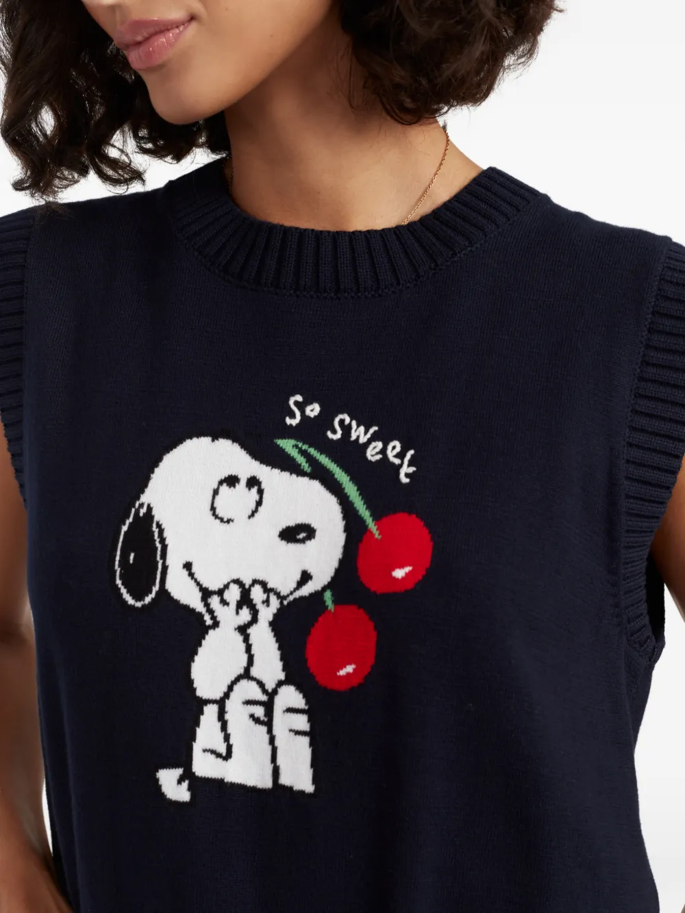 Chinti & Parker Snoopy gebreide katoenen tanktop Blauw