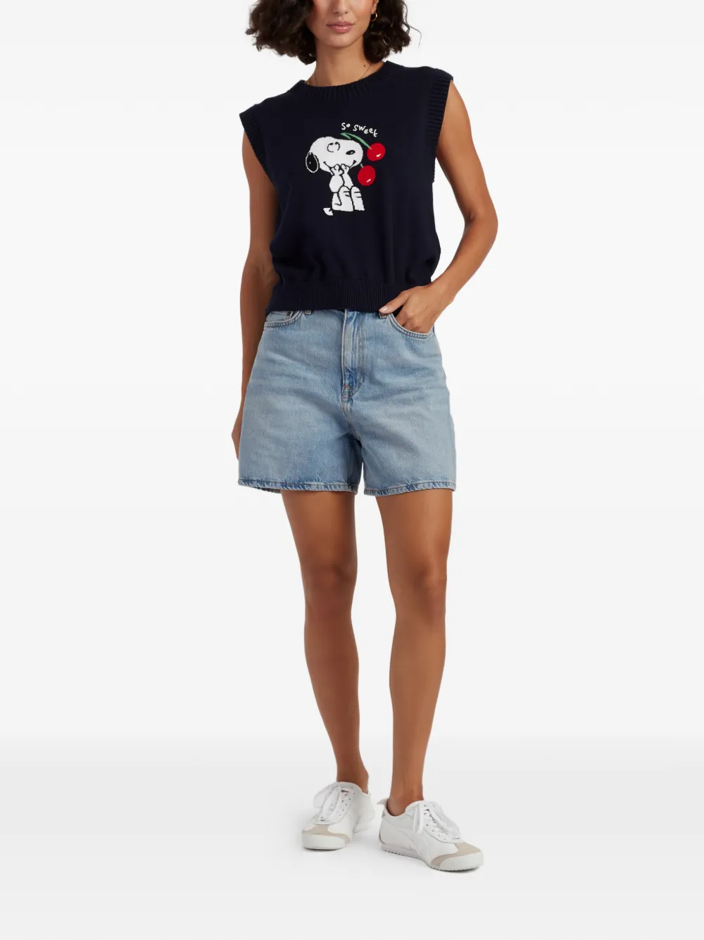 Chinti & Parker Snoopy gebreide katoenen tanktop Blauw