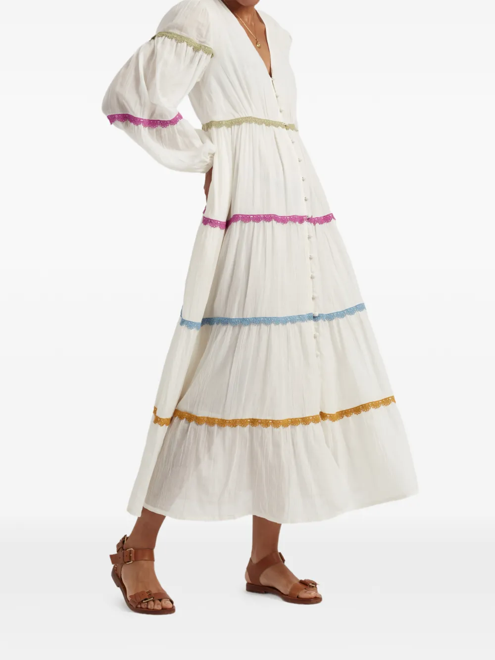 Chinti & Parker Midi-jurk met gewelfd detail Wit