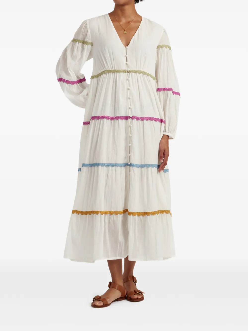 Chinti & Parker Midi-jurk met gewelfd detail Wit