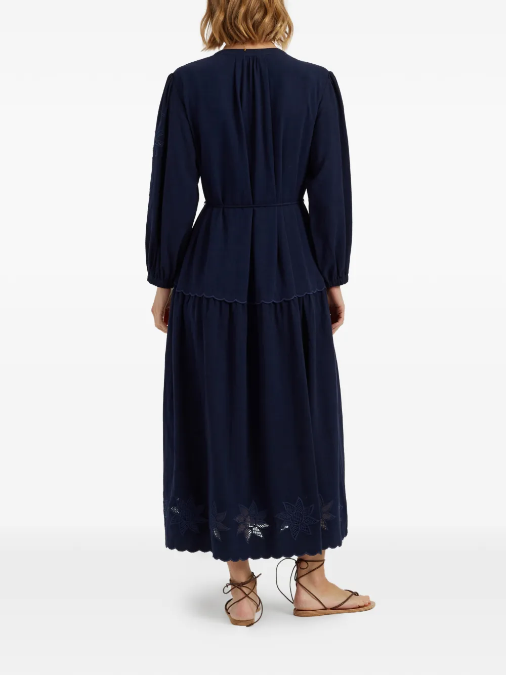 Chinti & Parker Broderie gewelfde midi-jurk Blauw