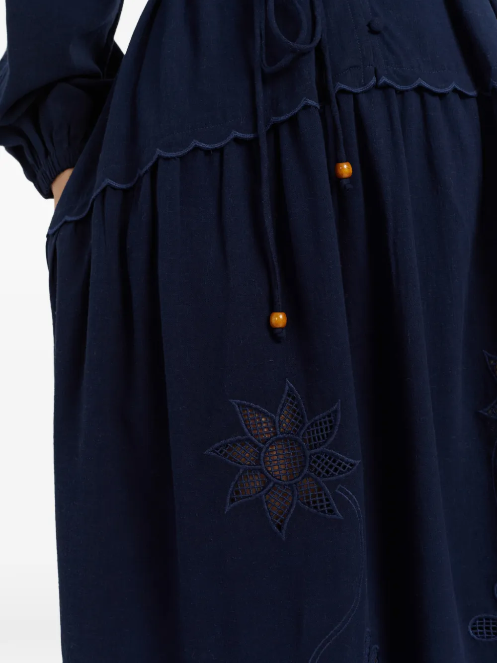 Chinti & Parker Broderie gewelfde midi-jurk Blauw